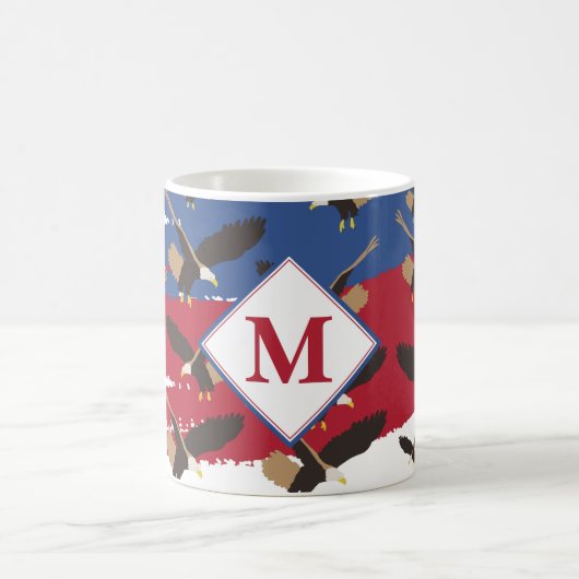 Eagle USA Patriotic American Flag Monogram Kaffeetasse (Mittel)