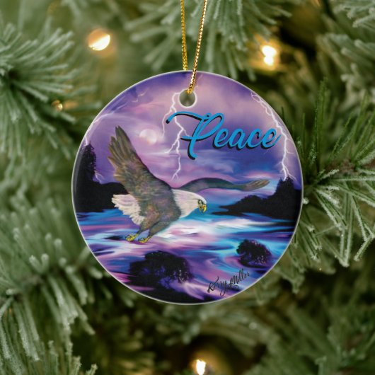 Eagle verbreitet Frieden Keramik Ornament (Baum)