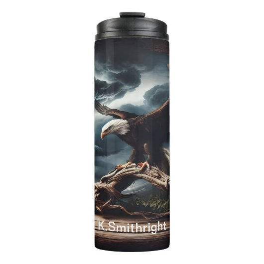 Eagle vor dem Blitz Storm Sky Thermosbecher (Vorderseite)