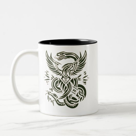 "Eagle vs Snake Design Tasse" #Tasse Zweifarbige Tasse (Links)