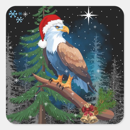 Eagle Wear Weihnachtsmannmütze Weihnachten Quadratischer Aufkleber (Vorderseite)