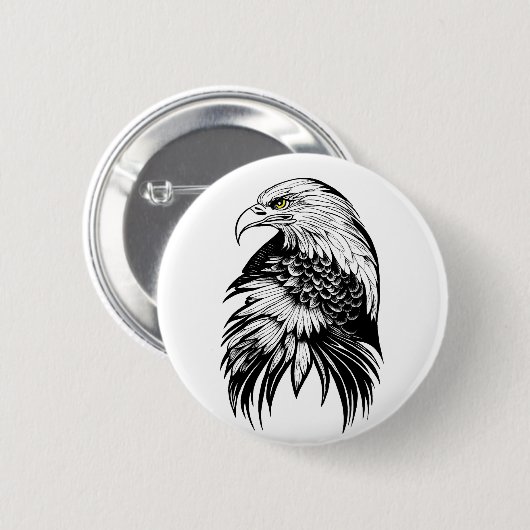 Eagle Wild Animal Nature Illustration Art Button (Vorne & Hinten)
