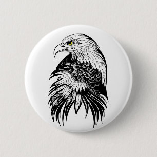 Eagle Wild Animal Nature Illustration Art Button