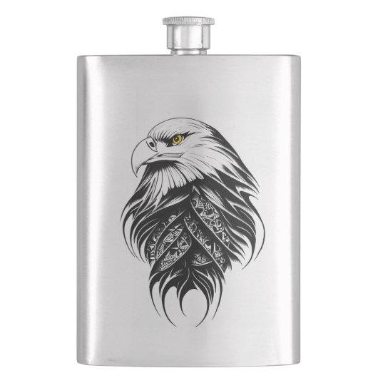 Eagle Wild Animal Nature Illustration Art Flachmann (Vorderseite)