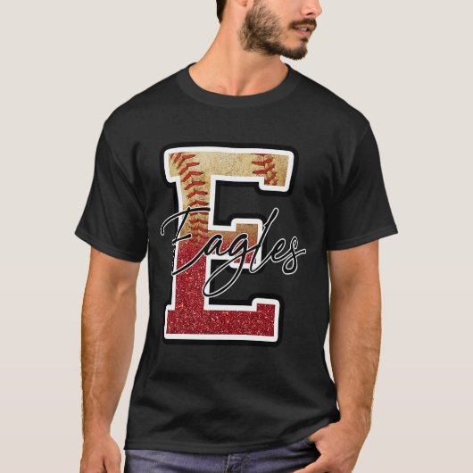 Eagles Baseball Team Mascot Pride School T-Shirt (Vorderseite)