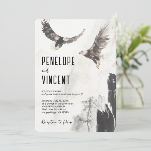 Eagles Flight 2 Wasserfarbart Einladung (Stehend Vorderseite)