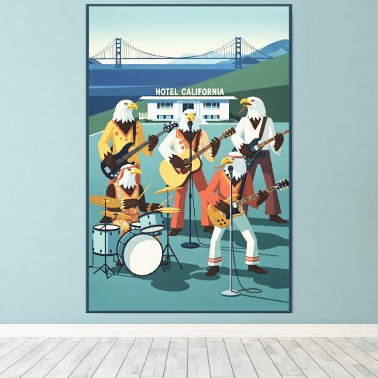 Eagles Hotel California parody Leinwanddruck (Insitu (Holzboden))