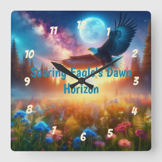 Eagle's Morgenhorizon Quadratische Wanduhr (Vorderseite)