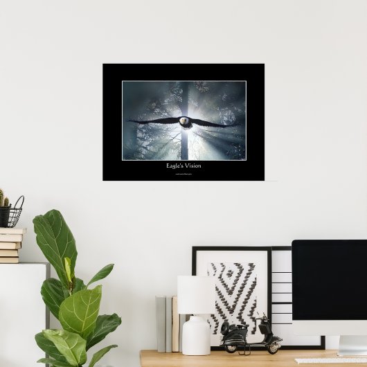 Eagle's Vision Misty Forest Fantasy Art Poster (Heimbüro)