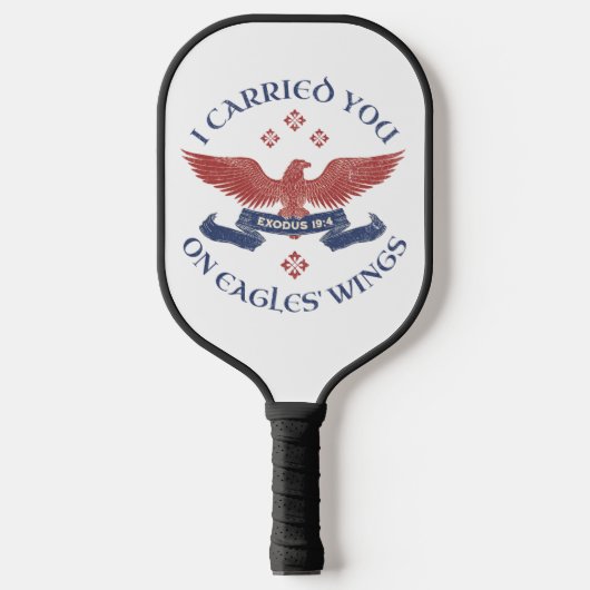 Eagle's Wings Scripture Exodus 19:4 Red/Blue Pickleball Schläger (Vorderseite)