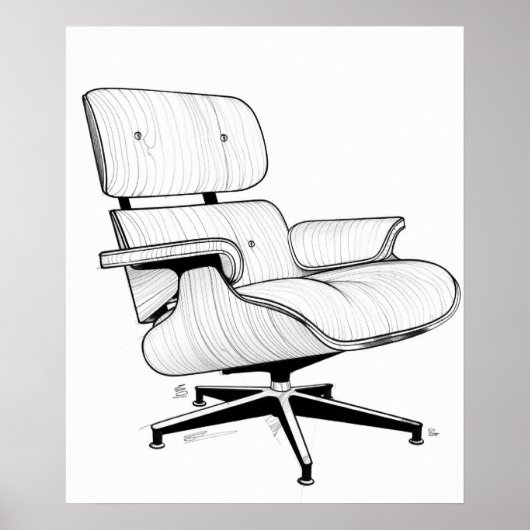 Eames Chair Mitte des Jahrhunderts moderne minimal Poster (Vorne)