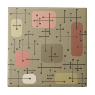 Eames Era Art Crosshairs Botanical aus den 1950er  Fliese