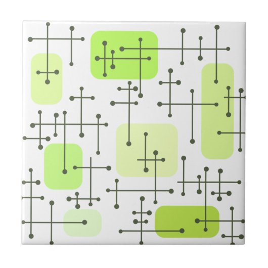 Eames Era Art Crosshairs Chartreuse der 50er Jahre Fliese (Vorderseite)