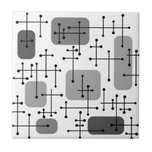 Eames Era Art Crosshairs Gray der 50er Jahre Fliese