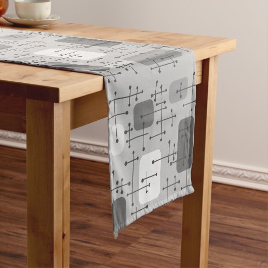 Eames Era Art Crosshairs Gray der 50er Jahre Kurzer Tischläufer (Beispiel)