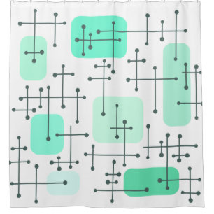 Eames Era Art Crosshairs Mint Duschvorhang