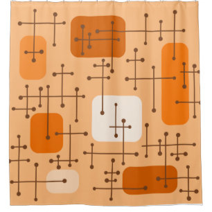 Eames Era Art Crosshairs Orange der 50er Jahre Duschvorhang