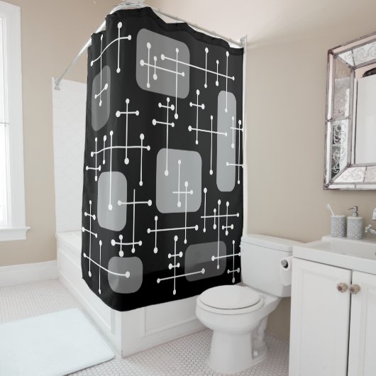 Eames Era Art Crosshairs Schwarz-weiß Duschvorhang (Beispiel)