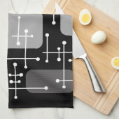 Eames Era Art Crosshairs Schwarz-weiß Geschirrtuch (Viertel Falte)