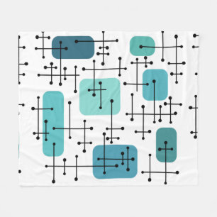 Eames Era Art Crosshairs Türkis in den 50er Jahren Fleecedecke