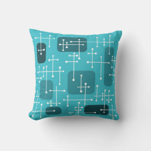 Eames Era Art Crosshairs Türkis in den 50er Jahren Kissen