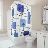 Eames Era Art Crosshairs White Blue 1950 Duschvorhang (Beispiel)