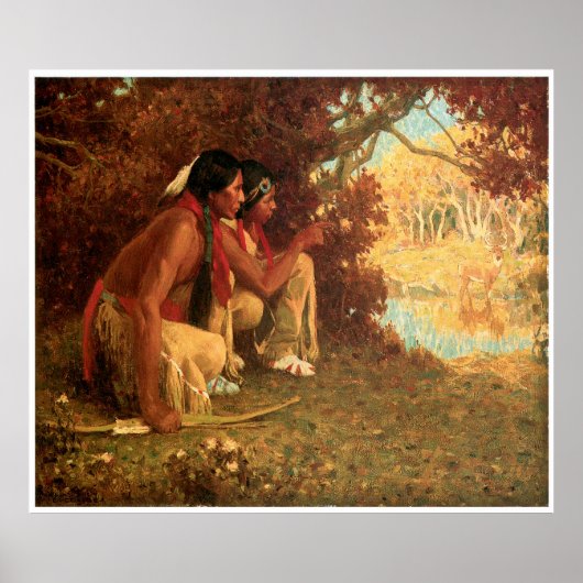 Eanger Irving Couse's Jagd nach Hirsch Poster (Vorne)