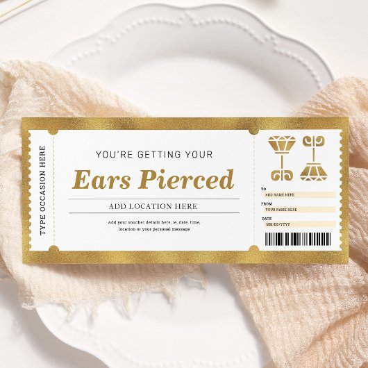 Ear Piercing Gold Geschenkgutschein Einladung