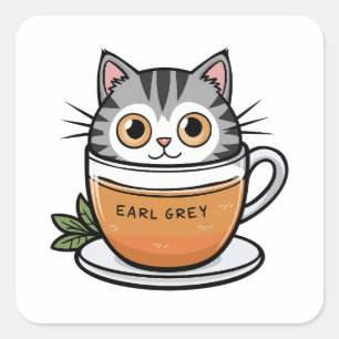 Earl Gray - So Niedlich Cat Quadratischer Aufkleber