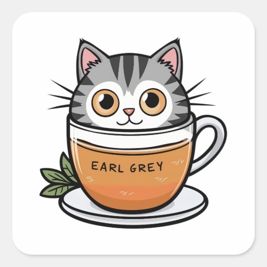 Earl Gray - So Niedlich Cat Quadratischer Aufkleber (Vorderseite)