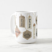 Earl Grey Tee oder jedes beliebige Textmonogramm | Kaffeetasse (Vorderseite Links)