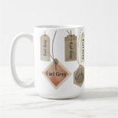 Earl Grey Tee oder jedes beliebige Textmonogramm | Kaffeetasse (Links)