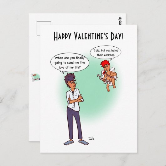 Earlobes Valentine's Day Postcard Postkarte (Vorne/Hinten)