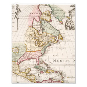 Early (1708) American Map ~ Vintag, L'Amerique Fotodruck