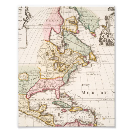 Early (1708) American Map ~ Vintag, L'Amerique Fotodruck (Vorne)