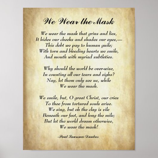 Early African American Poetry Wir tragen die Maske Poster (Vorne)
