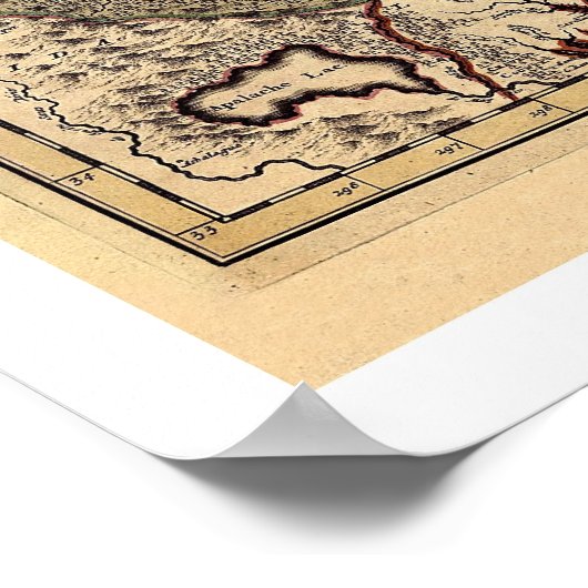 Early America Visscher Map 1717 Poster (Ecke)