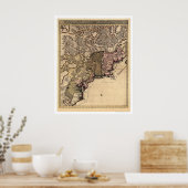 Early America Visscher Map 1717 Poster (Küche)