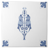 Early Art Nouveau Dutch Delft Blue Creatures Fliese (Vorderseite)
