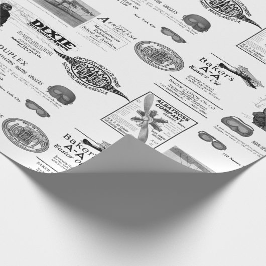 Early Aviation Airplane Biplane Wrapping Paper Geschenkpapier (Ecke)
