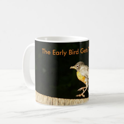 Early Bird erhält den Wurm Robin Kaffeetasse (Vorderseite Links)