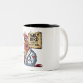 Early Bird Vater - Funny Rooster Zweifarbige Tasse (VorderseiteRechts)