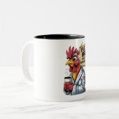 Early Bird Vater - Funny Rooster Zweifarbige Tasse (Vorderseite Links)