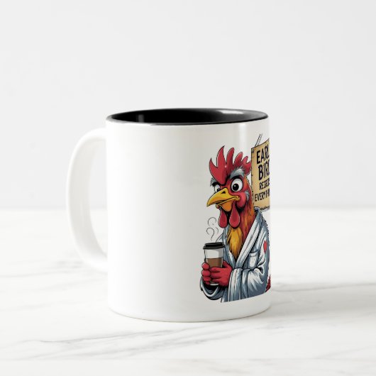 Early Bird Vater - Funny Rooster Zweifarbige Tasse (Vorderseite Links)