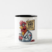 Early Bird Vater - Funny Rooster Zweifarbige Tasse (Mittel)