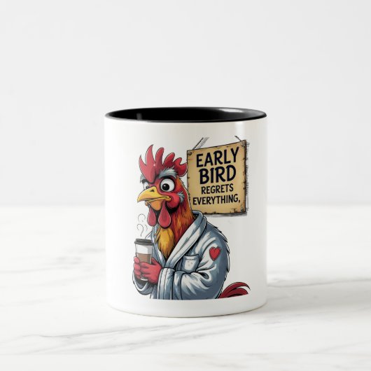 Early Bird Vater - Funny Rooster Zweifarbige Tasse (Mittel)