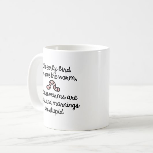Early Bird Wurm Kaffeetasse (Vorderseite Links)