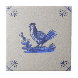 Early Blue Delft handgemalt Hen Antique Repro Fliese