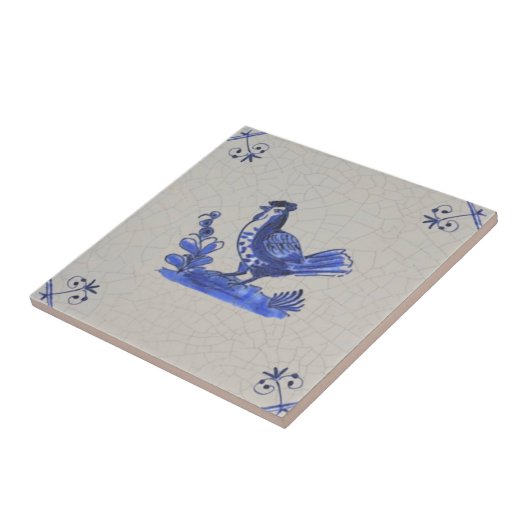 Early Blue Delft handgemalt Hen Antique Repro Fliese (Seite)