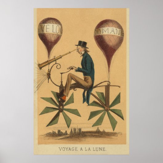Early FLIGHT Illustration Ballon Cycle Art Poster (Vorne)